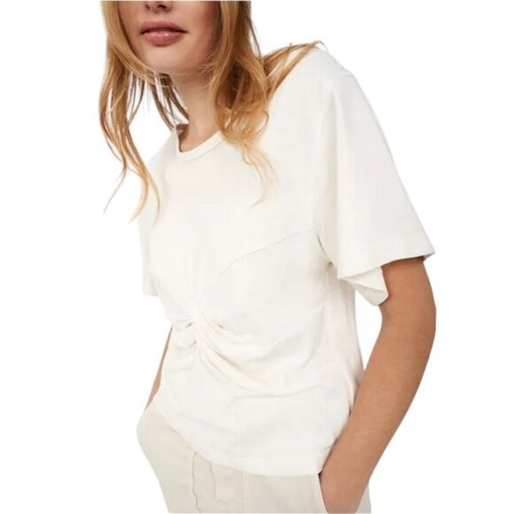 7 FOR ALL MAN KIND Women's Vintage White Premium Short Sleeve  Front Knot Top XL - Picture 4 of 16